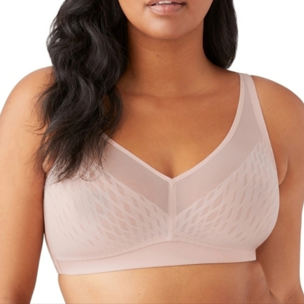 Wacoal Elevated Allure Wire Free Bra Size 34D Nude Beige Wireless 852336 Lace
